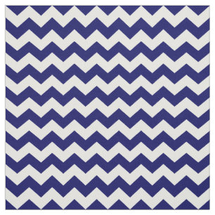 Navy Blue and White Chevron Zigzag Pattern Fabric