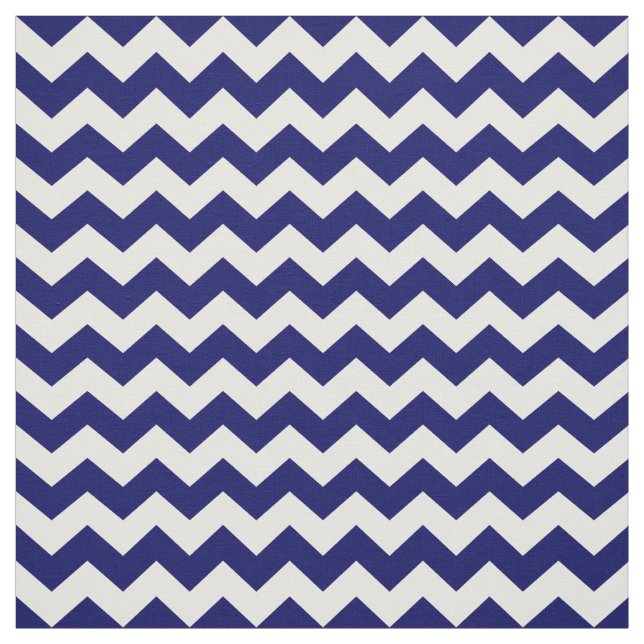 Navy Blue and White Chevron Zigzag Pattern Fabric (Swatch)