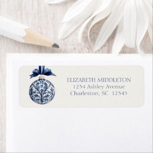 Navy Blue and White Chinoiserie Christmas Ornament