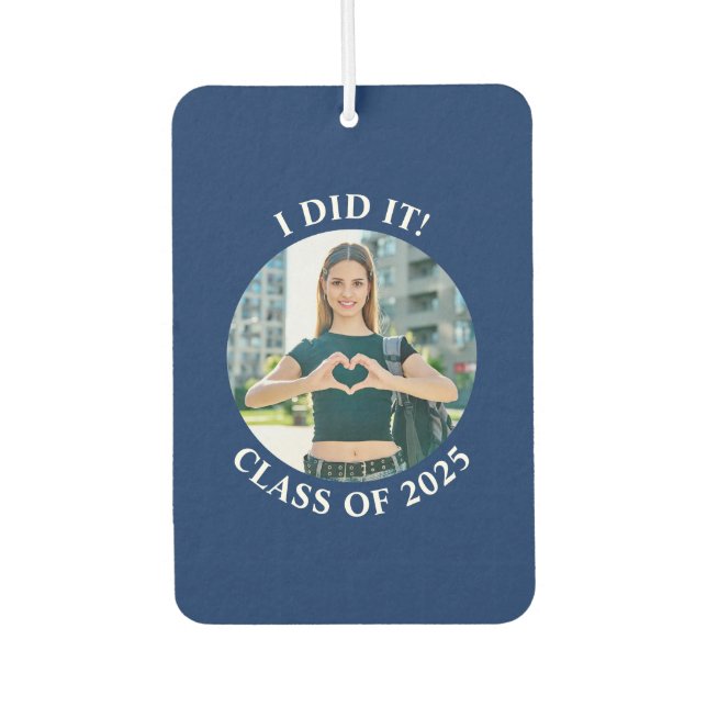 Navy Blue and White Circle School Photo Air Freshener (Front)