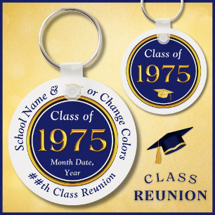 Navy Blue and White, Class of 1975 Reunion, Favour Keychain