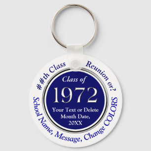 Navy Blue and White, Class of 72, Party Favours Keychain