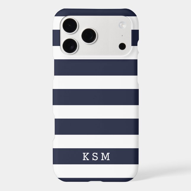 Navy Blue and White Classic Stripes Monogram (Back)