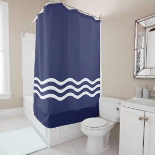 Navy Blue and White Coastal Wave Pattern
