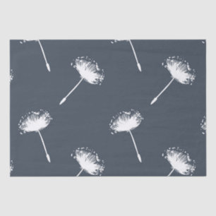 Navy Blue and White Dandelion Flowers Tissue Paper