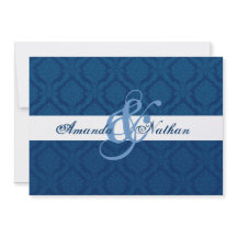 Navy Blue and White Diamond Damask Wedding