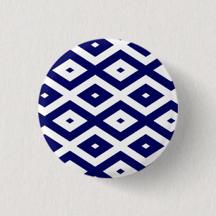 Navy blue and white diamond pattern 1 inch round button
