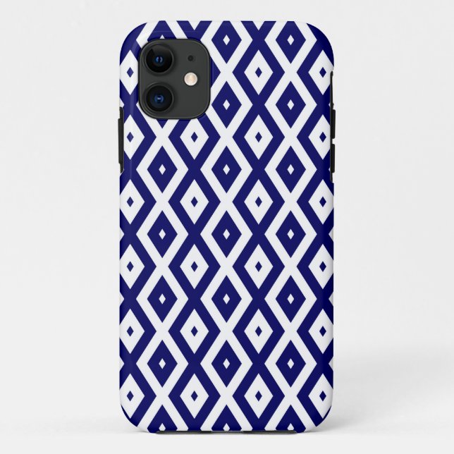 Navy blue and white diamond pattern Case-Mate iPhone case (Back)