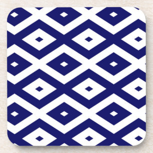 Navy blue and white diamond pattern coaster