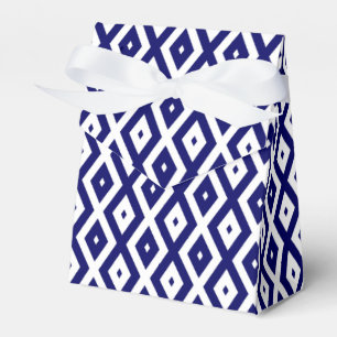 Navy blue and white diamond pattern favor box