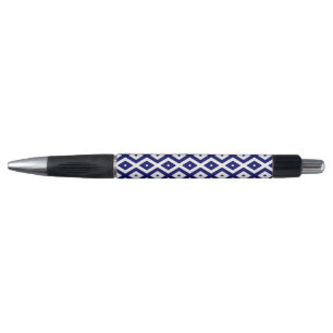 Navy blue and white diamond pattern pen