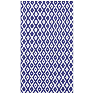 Navy blue and white diamond pattern tablecloth
