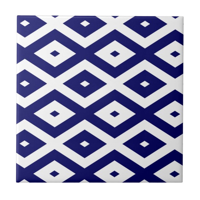 Navy blue and white diamond pattern tile (Front)
