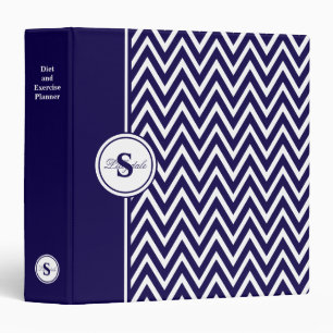 Navy Blue and White Diet and Exercise Planner Binder