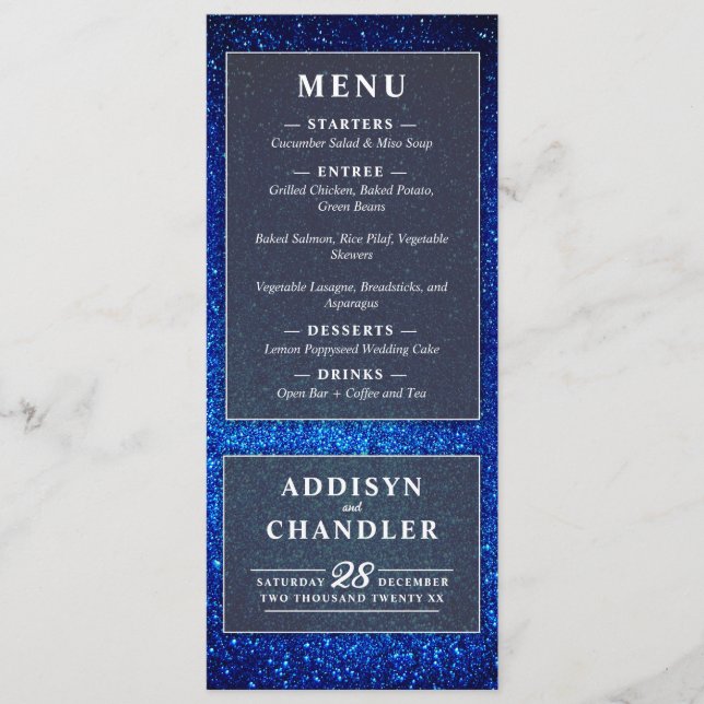 Navy Blue and White Elegant Simple Modern Wedding Program (Front)