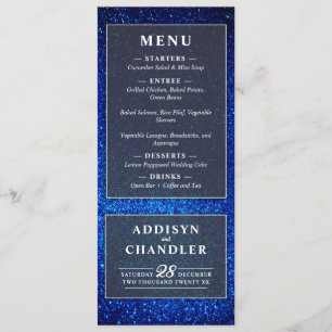 Navy Blue and White Elegant Simple Modern Wedding Program