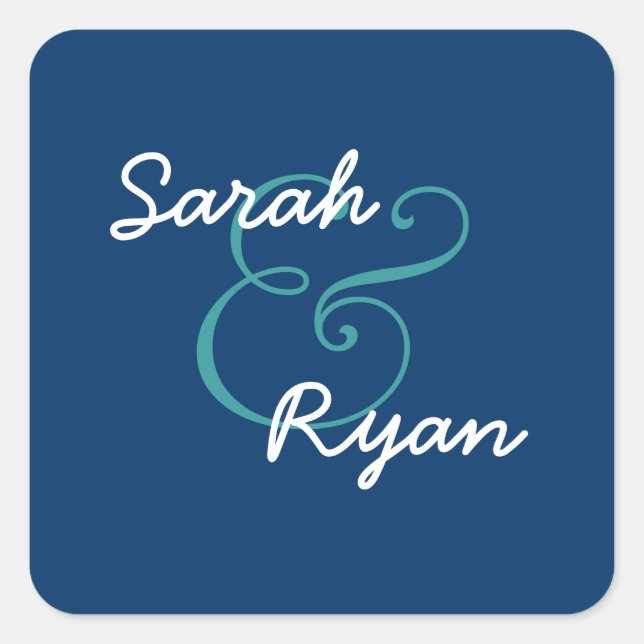 Navy Blue and White Envelope Seal Wedding (Front)