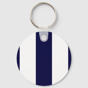 Navy Blue and White Extra Large Stripe Pattern Keychain