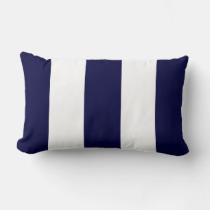 Navy Blue and White Extra Large Stripe Pattern Lumbar Pillow