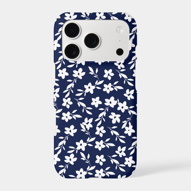 Navy Blue and White Flower Silhouettes (Verso)