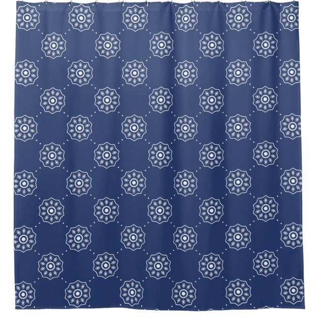 Navy Blue and White Geometric Floral Pattern (Front)