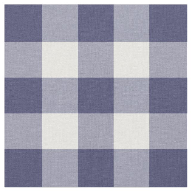 Navy Blue and White Gingham Pattern Fabric (Close Up)
