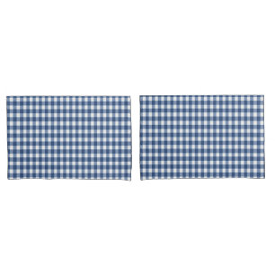 Navy Blue and White Gingham Pattern Pillowcase