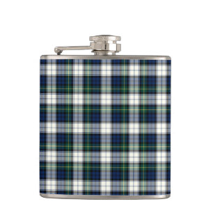 Navy Blue and White Gordon Clan Formal Dress Plaid Hip Flask