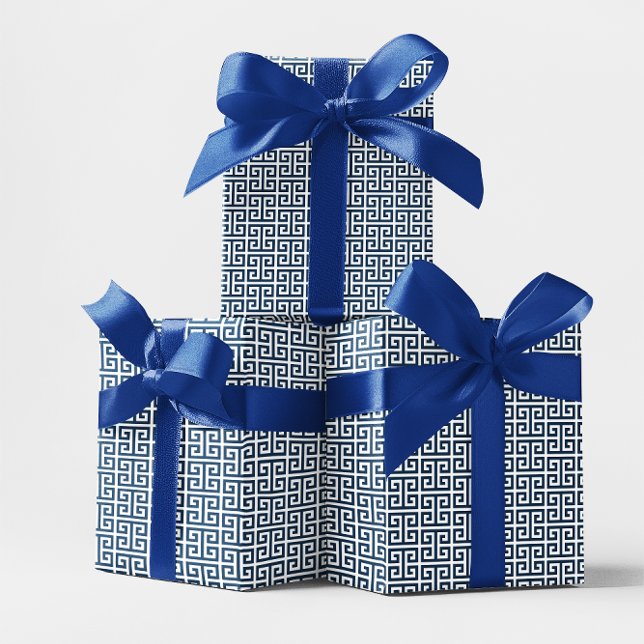 Navy Blue and White Greek Key Pattern Wrapping Paper (Navy Blue and White Greek Key Pattern Wrapping Paper)
