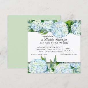 Navy Blue and White Hydrangea Floral Bridal Shower Invitation