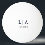 Navy Blue and White Initials Wedding Personalized Ping Pong Ball<br><div class="desc">Gorgeous navy blue ping pong ball. Perfect gift for the newlyweds in your life!</div>