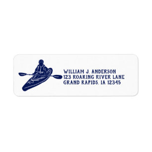 Navy Blue and White Kayakers Return Address