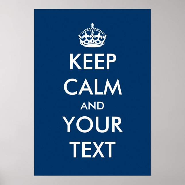 Navy blue and white Keep calm poster | Customize (Front)