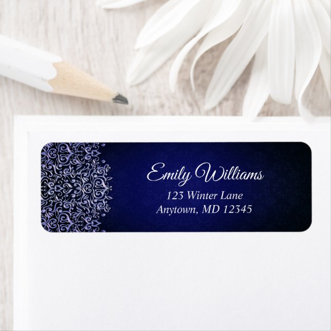 Navy Blue and White Lace Address (Insitu)