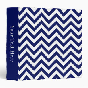 Navy Blue and White Large Chevron ZigZag Pattern Binder