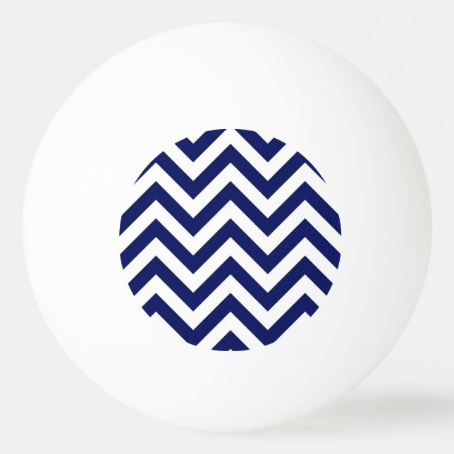 Navy Blue and White Large Chevron ZigZag Pattern Ping Pong Ball (Front)