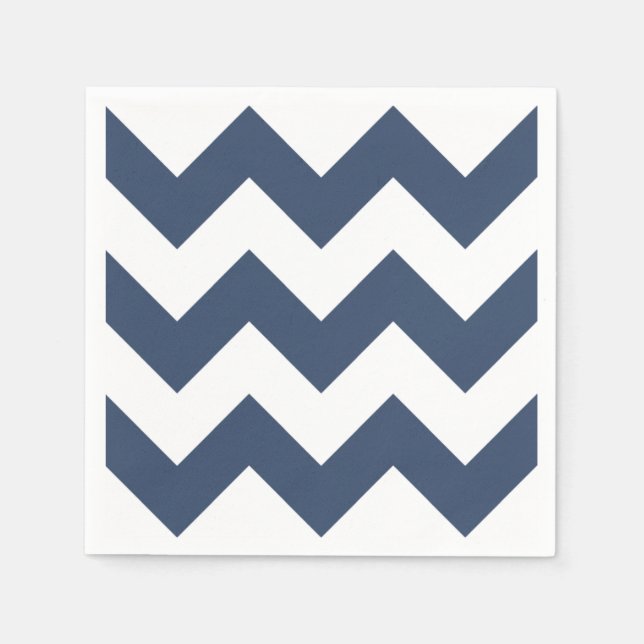 Navy Blue and White Modern Chevron Napkin (Front)