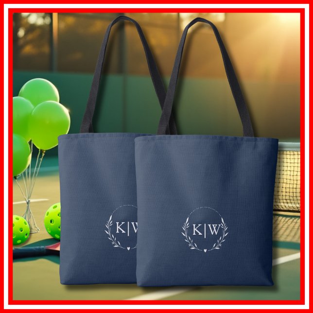 Navy Blue and White | Modern Initials Monogram Tote Bag (Navy Blue and White | Modern Initials Monogram Tote Bag)