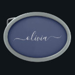 Navy Blue and White Modern Monogram Belt Buckle<br><div class="desc">Introducing our Navy Blue and White Modern Monogram Collection: Elevate your home decor with our sophisticated collection featuring a contemporary navy blue and white colour scheme. Each piece is meticulously crafted to exude elegance and style, perfect for adding a touch of modern flair to any room. Whether you're looking for...</div>