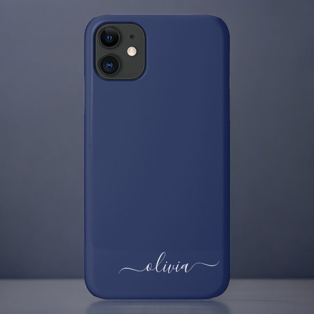 Navy Blue and White Modern Monogram Case-Mate iPhone Case (Creator Uploaded)