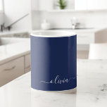 Navy Blue and White Modern Monogram Coffee Mug<br><div class="desc">Introducing our Navy Blue and White Modern Monogram Collection: Elevate your home decor with our sophisticated collection featuring a contemporary navy blue and white colour scheme. Each piece is meticulously crafted to exude elegance and style, perfect for adding a touch of modern flair to any room. Whether you're looking for...</div>