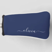 Navy Blue and White Modern Monogram