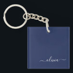 Navy Blue and White Modern Monogram Keychain<br><div class="desc">Introducing our Navy Blue and White Modern Monogram Collection: Elevate your home decor with our sophisticated collection featuring a contemporary navy blue and white colour scheme. Each piece is meticulously crafted to exude elegance and style, perfect for adding a touch of modern flair to any room. Whether you're looking for...</div>