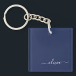 Navy Blue and White Modern Monogram Keychain<br><div class="desc">Introducing our Navy Blue and White Modern Monogram Collection: Elevate your home decor with our sophisticated collection featuring a contemporary navy blue and white colour scheme. Each piece is meticulously crafted to exude elegance and style, perfect for adding a touch of modern flair to any room. Whether you're looking for...</div>