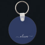 Navy Blue and White Modern Monogram Keychain<br><div class="desc">Introducing our Navy Blue and White Modern Monogram Collection: Elevate your home decor with our sophisticated collection featuring a contemporary navy blue and white colour scheme. Each piece is meticulously crafted to exude elegance and style, perfect for adding a touch of modern flair to any room. Whether you're looking for...</div>