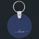 Navy Blue and White Modern Monogram Keychain<br><div class="desc">Introducing our Navy Blue and White Modern Monogram Collection: Elevate your home decor with our sophisticated collection featuring a contemporary navy blue and white colour scheme. Each piece is meticulously crafted to exude elegance and style, perfect for adding a touch of modern flair to any room. Whether you're looking for...</div>