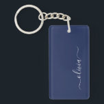 Navy Blue and White Modern Monogram Keychain<br><div class="desc">Introducing our Navy Blue and White Modern Monogram Collection: Elevate your home decor with our sophisticated collection featuring a contemporary navy blue and white colour scheme. Each piece is meticulously crafted to exude elegance and style, perfect for adding a touch of modern flair to any room. Whether you're looking for...</div>