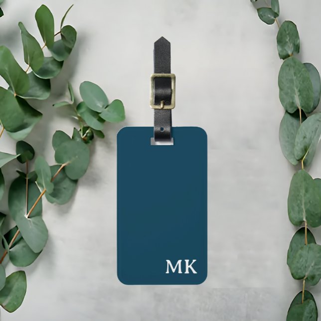 Navy Blue and White | Modern Monogram Luggage Tag (Navy Blue and White | Modern Monogram Luggage Tag)