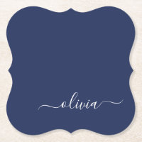 Navy Blue and White Modern Monogram