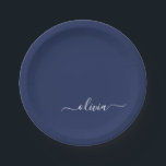 Navy Blue and White Modern Monogram Paper Plate<br><div class="desc">Introducing our Navy Blue and White Modern Monogram Collection: Elevate your home decor with our sophisticated collection featuring a contemporary navy blue and white colour scheme. Each piece is meticulously crafted to exude elegance and style, perfect for adding a touch of modern flair to any room. Whether you're looking for...</div>